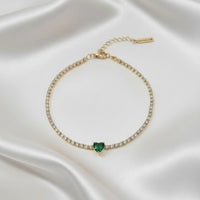 18K Gold Plated Green Heart Tennis Bracelet - RACHIVA