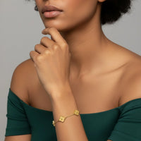 18K Gold Plated Textured Clover Bracelet - RACHIVA