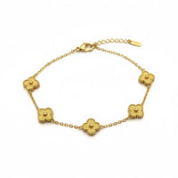 18K Gold Plated Textured Clover Bracelet - RACHIVA