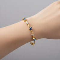 18K Gold Plated Evil Eye Cable Bracelet - RACHIVA