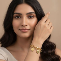 18K Gold Plated Chunky Heart Charm Bracelet - RACHIVA