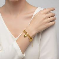 18K Gold Plated Chunky Heart Charm Bracelet - RACHIVA