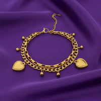 18K Gold Plated Chunky Heart Charm Bracelet - RACHIVA