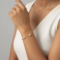 18K Gold Plated Pearl Station Bracelet - RACHIVA