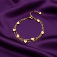 18K Gold Plated Multi Heart Chain Bracelet - RACHIVA