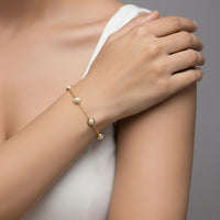 18K Gold Plated Pearl Bezel Station Bracelet
