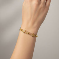 18K Gold Plated Triple Layer Bead Bracelet