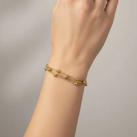 18K Gold Plated Triple Layer Bead Bracelet - RACHIVA