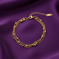 18K Gold Plated Triple Layer Bead Bracelet - RACHIVA