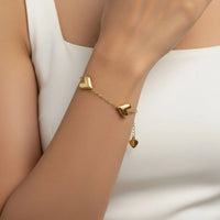 18K Gold Plated Triple Heart Charm Bracelet - RACHIVA