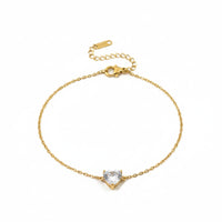 18K Gold Plated Heart Zircon Solitaire Bracelet
