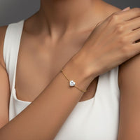 18K Gold Plated Heart Zircon Solitaire Bracelet