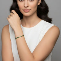 18K Gold Plated Emerald Zircon Sleek Bangle Bracelet - RACHIVA