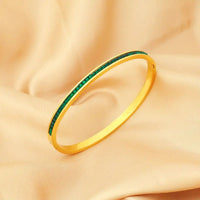 18K Gold Plated Emerald Zircon Sleek Bangle Bracelet - RACHIVA