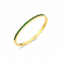 18K Gold Plated Emerald Zircon Sleek Bangle Bracelet