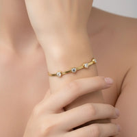 18K Gold Plated Heart Zircon Snake Chain Bracelet - RACHIVA