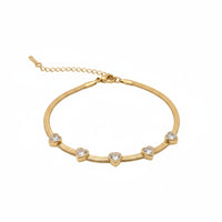 18K Gold Plated Heart Zircon Snake Chain Bracelet