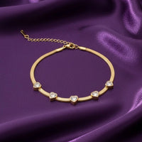 18K Gold Plated Heart Zircon Snake Chain Bracelet - RACHIVA