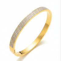 18K Gold Plated Triple Row Zircon Sleek Bangle - RACHIVA