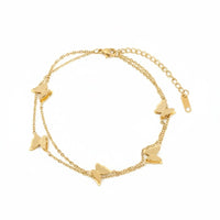 18K Gold Plated Butterfly Charm Layered Bracelet - RACHIVA