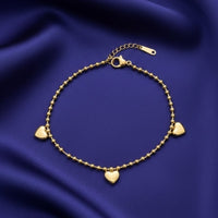 18K Gold Plated Heart Charm Beaded Bracelet