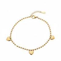 18K Gold Plated Heart Charm Beaded Bracelet