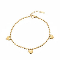 18K Gold Plated Heart Charm Beaded Bracelet - RACHIVA
