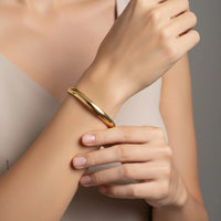 18K Gold Plated Classic Dome Bangle Bracelet - RACHIVA