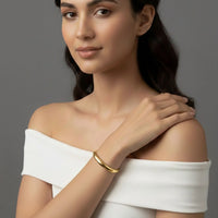 18K Gold Plated Classic Dome Bangle Bracelet - RACHIVA