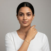 18K Gold Plated Double Chain White Shell Heart & CZ Station Bracelet