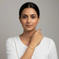 18K Gold Plated Double Chain White Shell Heart & CZ Station Bracelet - RACHIVA
