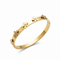 18K Gold Plated Daisy Flower CZ Bangle Bracelet - RACHIVA