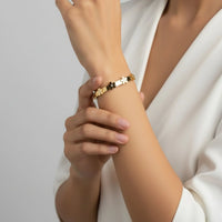 18K Gold Plated Daisy Flower CZ Bangle Bracelet - RACHIVA