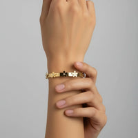 18K Gold Plated Daisy Flower CZ Bangle Bracelet - RACHIVA