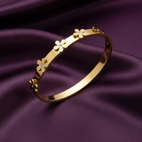 18K Gold Plated Daisy Flower CZ Bangle Bracelet - RACHIVA