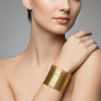 18K Gold Plated Multi-Wire Open Cuff Bangle Bracelet