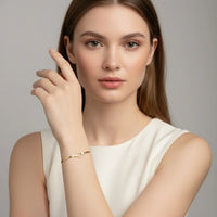 18K Gold Plated Open Heart Snake Chain Bracelet - RACHIVA