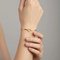 18K Gold Plated Open Heart Snake Chain Bracelet - RACHIVA