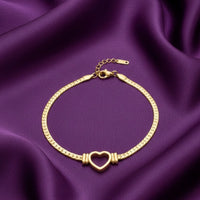 18K Gold Plated Open Heart Snake Chain Bracelet - RACHIVA