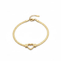 18K Gold Plated Open Heart Snake Chain Bracelet