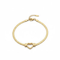 18K Gold Plated Open Heart Snake Chain Bracelet - RACHIVA