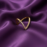 18K Gold Plated V-Shaped Zircon Ring - RACHIVA