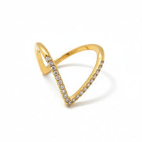 18K Gold Plated V-Shaped Zircon Ring
