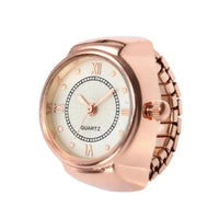 18K Quartz Finger Ring Watch - Rose Gold (Dot & Roman Dial) - RACHIVA