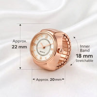 18K Quartz Finger Ring Watch - Rose Gold (Dot & Roman Dial) - RACHIVA