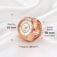 18K Quartz Finger Ring Watch - Rose Gold (Dot & Roman Dial)