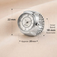 18K Quartz Finger Ring Watch - Silver (Dot & Roman Dial) - RACHIVA