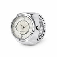 18K Quartz Finger Ring Watch - Silver (Dot & Roman Dial)