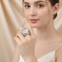 18K Quartz Finger Ring Watch - Silver (Dot & Roman Dial) - RACHIVA