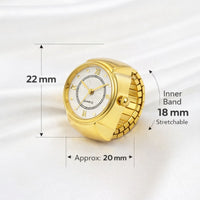 18K Quartz Finger Ring Watch - Gold (Dot & Roman Dial)